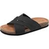 ARRIGO BELLO Ciabatte Donna Comodi Sandali In Pelle Moda Antiscivolo Pantofole Arco Del Piede Supporto Estate All'aperto Muli Taglia 36-41(C Nero,Numeric 41)