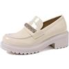 QUEEN HELENA Mocassini con Tacco Francesine con Strass Donna X30-108 (Beige Vernice, Sistema Taglie Calzature EU, Adulto, Donna, Numero, Media, 39)