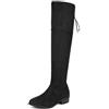 DREAM PAIRS Stivali Donna Sopra Ginocchio | Eco-pelle scamosciata, mezza zip, lacci regolabili, soletta in lattice, fodera traspirante, stile elegante.
