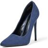 GENSHUO Décolleté da Donna con Tacco a Spillo 12 cm, Punta Chiusa, Slip-on Eleganti per Festa o Matrimonio, Pelle Scamosciata Blu Navy, 40.5 EU