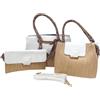Before by Luigi Benetton Renato Balestra Set 3 Borse in Pelle Sintetica Effetto Paglia, con Tracolla, Art. 62132 Borsa grande 24x33x13.5, Borsa media19x25x11, Tracollina 14.5x25x1. (BIANCO)