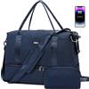 WANDF Borsa per bagaglio a mano per Easyjet Airlines 45 x 36 x 20 cm, Borsa da viaggio sotto il sedile con porta di ricarica USB, bagnata e scomparto scarpe, da weekend uomo (Blu navy)