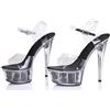 denova's - Sandali da donna con plateau, tacco molto alto, tacco a spillo, per pole dance, nero 2, 43 EU