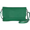 AMBRA Moda AmbraModa GLX11 - Borsa a tracolla da donna in vera pelle con tracolla rimovibile e regolabile, adatta per telefoni cellulari e tablet fino a 7 pollici, verde erba, 24 x 14 cm