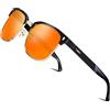 ATTCL Uomo Occhiali da sole Polarizzate da Telaio in metallo semi-cerchiato Al-Mg Super leggero 8-188 Red