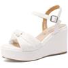 QUEEN HELENA Zeppe Sandali con Zeppa Donna ZM9695 (Bianco, Sistema Taglie Calzature EU, Adulto, Donna, Numero, Media, 40)