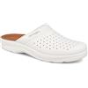 Fly Flot | Man Professional, Zoccoli Sanitari Uomo, Ciabatta con Tomaia in Pelle Forata, Sottopiede in Cuoio, Bianco, 40
