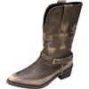 HOOUDO Stivali da Donna,Comoda Stivaletti Invernali Neri Stivali Texani Donna Neri Punk Scarpe Stivaletti Texani Vera Pelle Eleganti Stivaletto