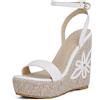 Gicoiz Vernice Espadrille Donna Punta Aperta Moda Zeppa Sandal