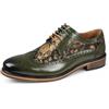 Infinity Leather Scarpe Eleganti Brogue con Stampa Floreale in Pelle Verde da Uomo - Ross