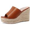 QUEEN HELENA Zeppe con Plateau Sandali Alti Casual Donna ZM9928 (Marrone, Sistema Taglie Calzature EU, Adulto, Donna, Numero, Media, 39)