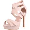 Elara Tacchi Alti da Donna Aperto Stiletto Chunkyrayan Beige LL85-Beige-35