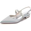 JOEupin Scarpe basse da donna a punta in cristallo da sposa in raso scarpe da sposa scarpe da sposa appartamenti da sera ballo di fine anno
