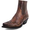 DJFOG Stivaletti Western da Uomo Stivali con Cinturino con Fibbia Stivali Corti da Cowboy con Punta Quadrata in Pelle retrò Stivali da Motociclista da Cowboy