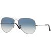 RAY-BAN RB 3025 AVIATOR SUNGLASSES (55 mm, 003/3F SILVER CRYSTAL WHITE/GRADIENT BLUE)