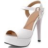 LarDorLin Donna Tacco a Spillos Estate Plateau Sandals Semplici Punta Aperta Sposa Damigella D'Onore Tacco Alto Bowknot Sandali Bianco Numero 36.5 EU (37 Cn)