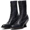 PAIDAXING Stivali da donna con lacci, lunghezza al polpaccio, stivali vittoriani da donna, in pelle, tacco Louis, stivaletti vintage da donna, stile steampunk gotico