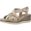 PITILLOS - 5032 Oro - Sandalo con zeppa, fibbia, suola in gomma, per: donna