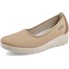 Fly Flot Scarpa Rete Elastica, Mocassino Donna con Sottopiede Estraibile in Memory, Beige, 40 EU