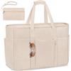TEUEN Grand Borsa Mare con Zip Donna, 45L Borsa Mare XXL Famiglia con Zip Borsa da Spiaggia in Velluto a Coste Borsa Beach Tote Bag per Piscina,Viaggio,Shopping,Vacanze
