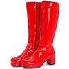 CRETUAO Stivali Alti Color Caramella Lucidi Donna,Stivali Cavallerizzo Zip Laterale per sfilate di Moda Casual,Stivali al Ginocchio Tacco Pelle Verniciata Sexy,Rosso,38 EU