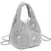 ANGELO Borsa Donna da Sera Elegante, Pochette con Strass a Tracolla Rimovibile, Secchiello a Mano Brillantinato, Chiusura Magnetica, Clutch Scintillante per Feste, Eventi, Matrimonio (Argento)