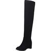 Generic Stivali sopra il ginocchio da donna con zeppa - Stivali alti al ginocchio, stivali lunghi elasticizzati in pelle scamosciata, classici stivali da donna con punta tonda antiscivolo, Nero , 40 EU