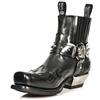 DJFOG Stivaletti Western da Uomo Con Cinturino Con Fibbia, Stivali Corti da Cowboy Con Punta Quadrata in Pelle Retrò, da Motociclista, Nero, 42 EU