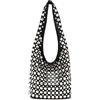 Ophlid Elegante borsa hobo borchiata in morbida pelle rivetti borsa a secchiello per le donne alla moda piccola borsa a tracolla Y2k, nero, Small