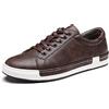 Asifn Scarpe da Skateboard Casual in Pelle da Uomo Moda Lace Up Loafers Antiscivolo Flats Trendy Business Comode Sneakers