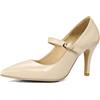 LarDorLin Appuntito Tacco a Spillos Donna Scarpe Vestito Bridal Senza Chiusura Eleganti Vernice Pompe al Tallone Alto Festa Beige Numero 39 EU (40 CN)