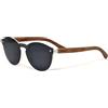 GOWOOD Occhiali da sole rotondi in legno per donne e uomini con lente polarizzata nera speciale in stile monopezzo