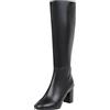 OBiQuzz Stivali in pelle da donna autunnale, stivali alti con tacco alto sopra il ginocchio, stivali occidentali da equitazione, invernali, caldi e invernali, da donna