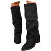 ticticlily Fold Over Stivali Alti Donna Invernali Stivaletti Con Risvolto A Punta Boots Eleganti per Autunno Invernale B Nero 39 EU