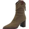 Generico Stivali Alti Donna Pelle Leggero Boots Antiscivolo Nuovi Scarpe Tacco Medio Scamosciata Marrone in Pile Scamosciata Stivali per Serate E Vacanze