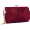 ZOUIQSS Pochette Donna,Pochette da sera Borsa da sera con frange,Borsa a tracolla Pochette da cerimonia nuziale Elegante Clutch con a catena(Wine red)