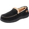 Zigzagger Mocassino Uomo Microsuede con suola in gomma Memory Foam, pantofole calde invernali, Nero, 43EU