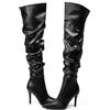Feinlina Nero Over The Knee coscia stivali alti per le donne Sexy Pointed Toe Side Zipper Stivali in pelle, Nero , 39 EU