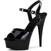 denova's Sandalo a spillo da donna in vernice da 15,2 cm con plateau e plateau, Nero 4, 43 EU
