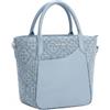 LAKCFSN Borsa a Mano Donna in Denim Jacquard e Ecopelle Azzurro Chiaro, Tote Bag Elegante e Casual per Ufficio e Viaggi, Capiente per Tablet da 11, Design Retrò Chic
