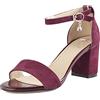 Gicoiz Donna Tacco a Blocco Punta Aperta Sandali con Cinturino Alla Caviglia Comodo Estate Sposa Scarpe Basic Bridesmaid Vestito Vino Rosso Numero 32 EU