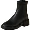 Xmiral Donna Pelle Artificiale Tinta Unita Autunno Suola Spessa Tacchi Quadrati Cerniera Stivaletti Corti Scarpe Punta Rotonda Stivale Invernale Giardini (Black, 38)