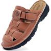 GURGER Zoccoli e Sabot Uomo Estivi Punta Chiusa Ciabatte Sandali in Pelle Marrone Rosso 46