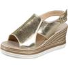 WWricotta Sandali zeppa metallizzati donna, color oro rosa, boho estivi glamour, eleganti e comodi, perfetti per serate, aperitivi e spiaggia chic/A