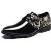YFFUSHI Scarpe Uomo Formali Punta Affusolata Jacquard Pelle Lucida Derbys Affari Lacci Brogues Traspiranti