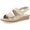 inblu Sandali Donna in Ecopelle con Doppia Fascia e Chiusura Regolabile a Strappo, Plantare in Pelle, Platino, 39