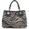 Braccialini Beth Animalier Borsa a mano di piccole dimensioni in materiale effetto cavallino dalla fantasia leopardata. Con doppi manici, chiusura con clip e tracolla in nastro logato rimovibile e