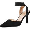 Zhabtuc Eleganti décolleté con Tacco a Spillo da 8 cm con Cinturino Elastico alla Caviglia e Punta in Pelle Scamosciata a Punta per Donna, Camoscio Nero, 40 EU