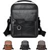 LLELEMAMO Borsello Uomo Tracolla Business Casual - Borsa Crossbody Pelle PU per Lavoro e Viaggio, Piccola Borsa Messenger Spalla, Sling Bag Vintage Quotidiana con Scomparto Tablet, Impermeabile (D)