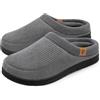 VeraCosy Pantofole a mocassino da uomo in velluto a coste memory foam scarpe da casa,Grigio Freddo,46-47 EU